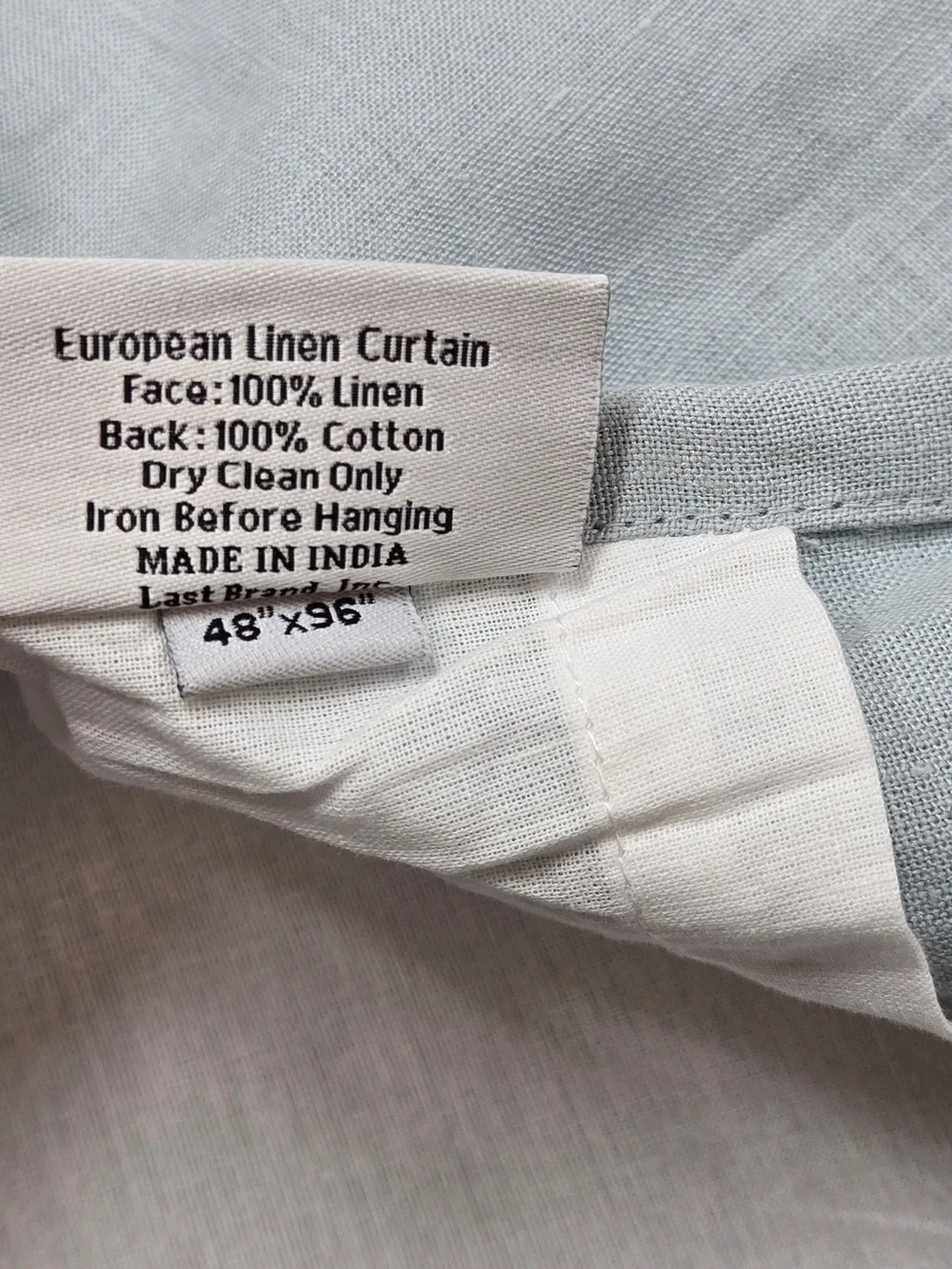 QUINCE Set Of 2 48x96 European Linen Curtains Light Blue 9097